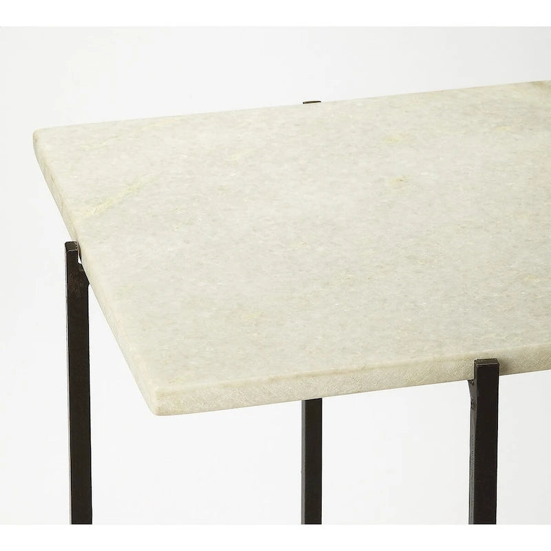 Square Marble Top Metal Leg Side Table, Multi-color / Green Marble, Single