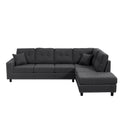 Grey/Off White L-Shaped Sectional Sofa, Modular Style, Seats 5–6