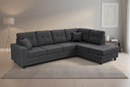 Grey/Off White L-Shaped Sectional Sofa, Modular Style, Seats 5–6