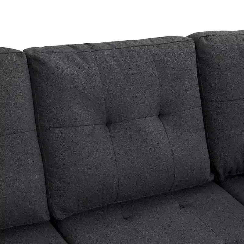 Grey/Off White L-Shaped Sectional Sofa, Modular Style, Seats 5–6