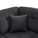 Grey/Off White L-Shaped Sectional Sofa, Modular Style, Seats 5–6