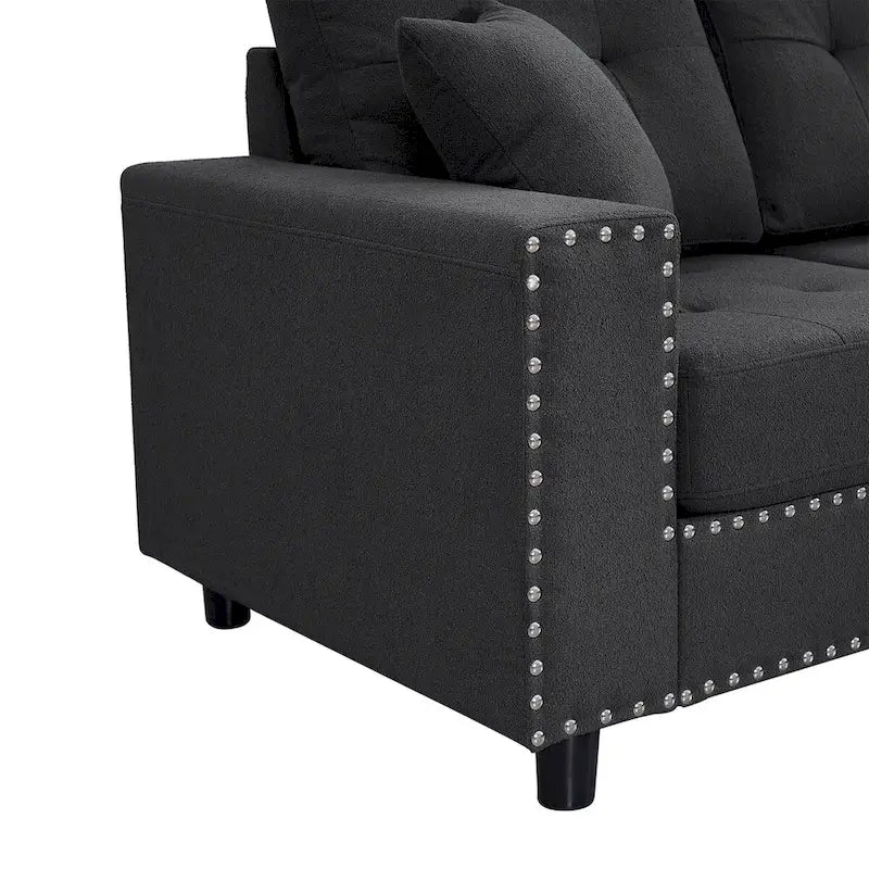 Grey/Off White L-Shaped Sectional Sofa, Modular Style, Seats 5–6