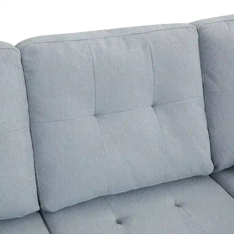 Grey/Off White L-Shaped Sectional Sofa, Modular Style, Seats 5–6
