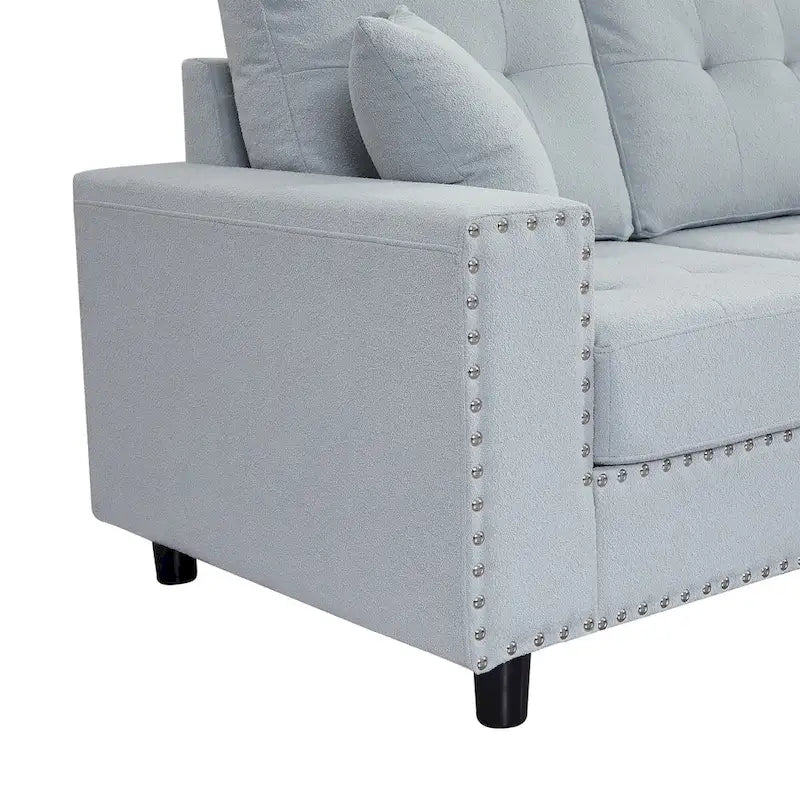Grey/Off White L-Shaped Sectional Sofa, Modular Style, Seats 5–6