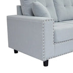 Grey/Off White L-Shaped Sectional Sofa, Modular Style, Seats 5–6