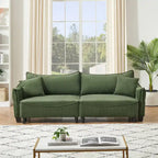 White / Grey / Green Corduroy 2-Seat Convertible Sofa Bed with Throw Pillows