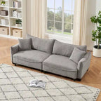 White / Grey / Green Corduroy 2-Seat Convertible Sofa Bed with Throw Pillows