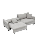 White / Grey / Green Corduroy 2-Seat Convertible Sofa Bed with Throw Pillows