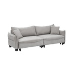 White / Grey / Green Corduroy 2-Seat Convertible Sofa Bed with Throw Pillows