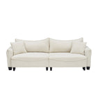 White / Grey / Green Corduroy 2-Seat Convertible Sofa Bed with Throw Pillows