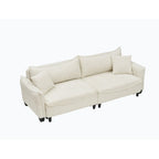 White / Grey / Green Corduroy 2-Seat Convertible Sofa Bed with Throw Pillows