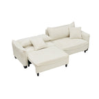 White / Grey / Green Corduroy 2-Seat Convertible Sofa Bed with Throw Pillows
