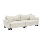 White / Grey / Green Corduroy 2-Seat Convertible Sofa Bed with Throw Pillows