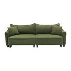 White / Grey / Green Corduroy 2-Seat Convertible Sofa Bed with Throw Pillows