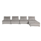 Light Gray / Black Velvet Tufted Modular Sectional Sofa with Ottoman, Seats 5