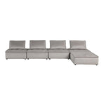 Light Gray / Black Velvet Tufted Modular Sectional Sofa with Ottoman, Seats 5