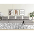 Light Gray / Black Velvet Tufted Modular Sectional Sofa with Ottoman, Seats 5