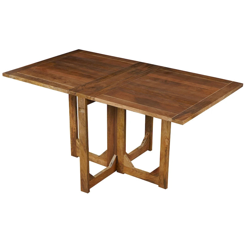 Brown Rectangular Dining Table, Solid Mango Wood, Seats 6