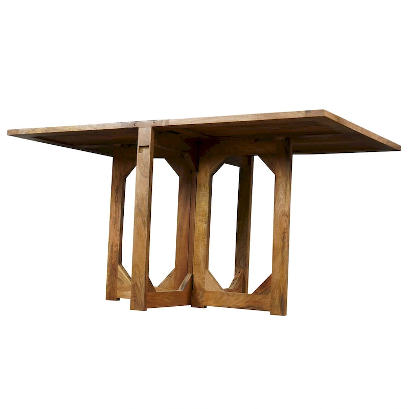 Brown Rectangular Dining Table, Solid Mango Wood, Seats 6