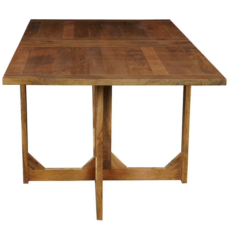 Brown Rectangular Dining Table, Solid Mango Wood, Seats 6