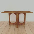 Brown Rectangular Dining Table, Solid Mango Wood, Seats 6