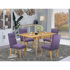 Oak Drop-Leaf Dining Table Set with Dahlia Linen Chairs – 3 or 5 Seat Options