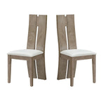 Light Brown High-Back Dining Chair with PU Leather Seat – Set of 2