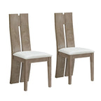 Light Brown High-Back Dining Chair with PU Leather Seat – Set of 2