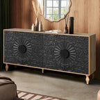 Black/White Vintage Carved 2-Door Storage Cabinet