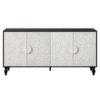 Black/White Vintage Carved 2-Door Storage Cabinet