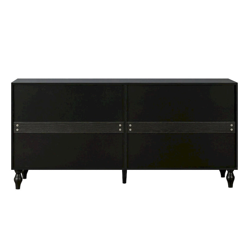 Black/White Vintage Carved 2-Door Storage Cabinet