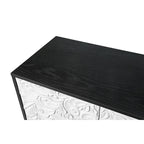 Black/White Vintage Carved 2-Door Storage Cabinet