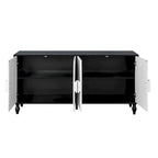 Black/White Vintage Carved 2-Door Storage Cabinet