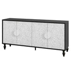 Black/White Vintage Carved 2-Door Storage Cabinet
