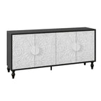 Black/White Vintage Carved 2-Door Storage Cabinet