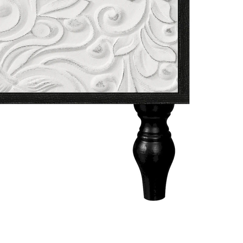 Black/White Vintage Carved 2-Door Storage Cabinet