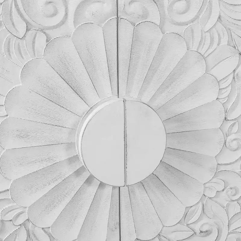 Black/White Vintage Carved 2-Door Storage Cabinet