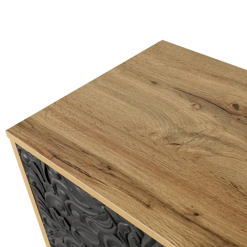 Black/White Vintage Carved 2-Door Storage Cabinet