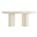 White/Black Oval Concrete Dining Table, Trefoil Pedestal Base, Seats 6–8