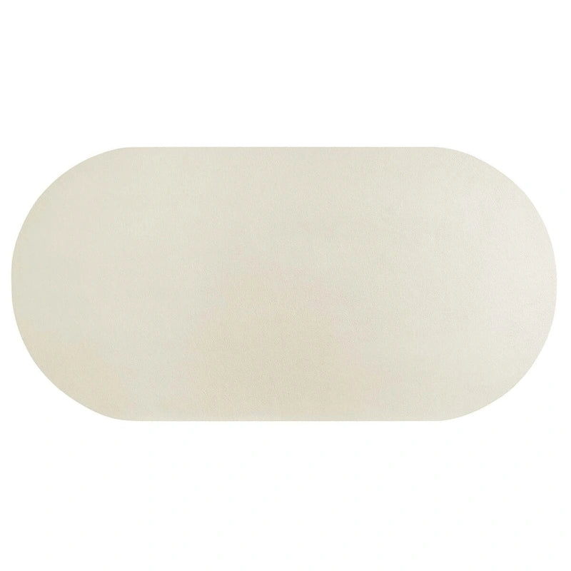 White/Black Oval Concrete Dining Table, Trefoil Pedestal Base, Seats 6–8