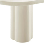 White/Black Oval Concrete Dining Table, Trefoil Pedestal Base, Seats 6–8