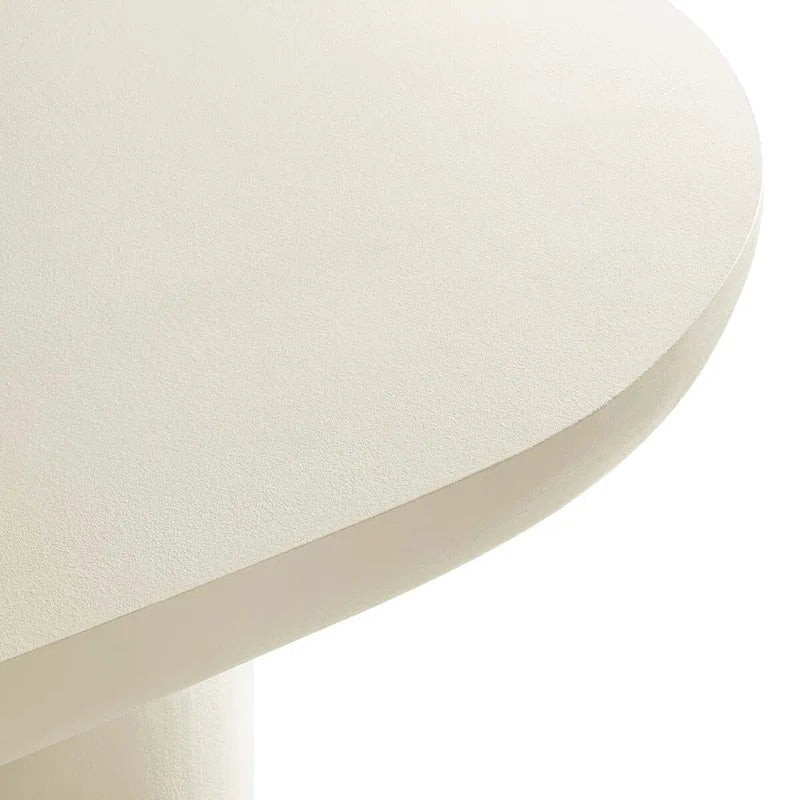 White/Black Oval Concrete Dining Table, Trefoil Pedestal Base, Seats 6–8