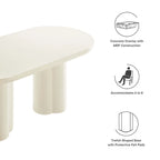 White/Black Oval Concrete Dining Table, Trefoil Pedestal Base, Seats 6–8