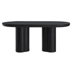 White/Black Oval Concrete Dining Table, Trefoil Pedestal Base, Seats 6–8