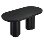White/Black Oval Concrete Dining Table, Trefoil Pedestal Base, Seats 6–8