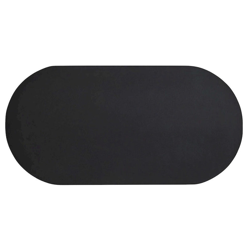 White/Black Oval Concrete Dining Table, Trefoil Pedestal Base, Seats 6–8