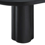 White/Black Oval Concrete Dining Table, Trefoil Pedestal Base, Seats 6–8