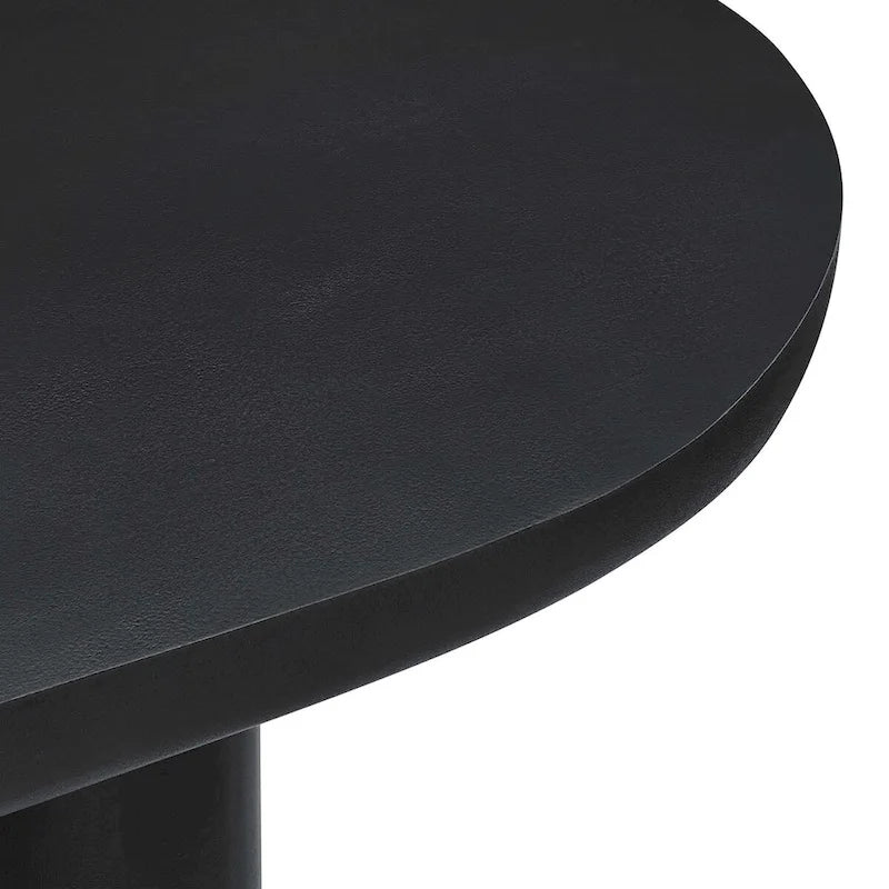 White/Black Oval Concrete Dining Table, Trefoil Pedestal Base, Seats 6–8