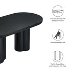 White/Black Oval Concrete Dining Table, Trefoil Pedestal Base, Seats 6–8