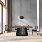 Black/Walnut Oval Dining Table Set, Windsor Style, Seats up to 7